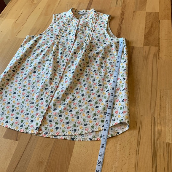 Woolrich sleeveless button down top # colorful print cream color size S/P - Picture 8 of 11